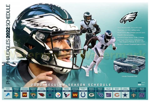 THE PHILADELPHIA EAGLES 2022 REGULAR SEASON 19”x13” SCHEDULE POSTER Cover