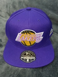 NBA LOS ANGELES LAKERS MITCHELL & NESS MENS DYNASTY FITTED HAT PURPLE SZ 7 3/4 - Picture 1 of 6