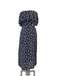 New Flynn Skye Fiona Strapless Dress Womens XS Midi Daisy Duke Floral Blue White - Picture 1 of 9