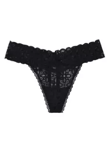 Jenni by Jennifer Moore Womens Plus Size Floral Lace Thong Black One Size - NWOT - Picture 1 of 1
