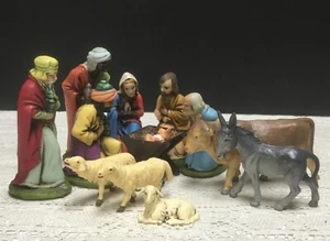 Vintage 13-pc Nativity Set Made in WEST GERMANY Molded Rubber - Picture 1 of 19