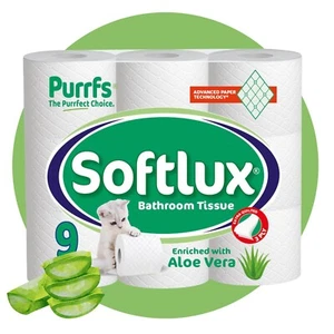 Aloe Vera - Luxury White 3ply Quilted Softlux Toilet Tissue Loo Roll 45 (5 x 9) - Picture 1 of 3
