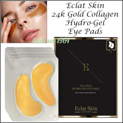 Eclat Skin Eye Pads 24K Gold Collagen Gel Pack of 5 x 2=10 Pads Reduces Fatigue - Image 1 of 4