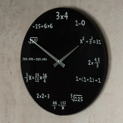 Wanduhr aus Glas 35cm rund - Mathe Mathematik Zahlen Formeln Design Uhr Glasuhr - Bild 1 von 3
