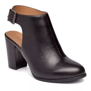 Vionic Lacey Women's Open Heel Bootie Slingback Heels in Black Leather 8.5 - Picture 1 of 6