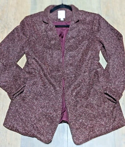 LC Lauren Conrad Blazer Jacket Womens Small Brown Tweed Preppy Office - Picture 1 of 9