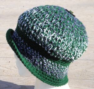 Lush Green Shades Smaller Crocheted Cloche - Handmade by Michaela