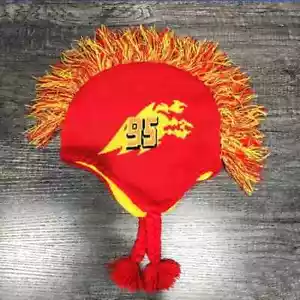 Disney Pixar Cars 2 Lighning McQueen Knit Mohawk Winter Hat SZ. Boys 4-16 years - Picture 1 of 6