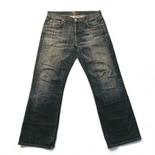 Seven 7 For All Mankind Straight Jeans Stretch Button Fly USA Black 33x30.5 