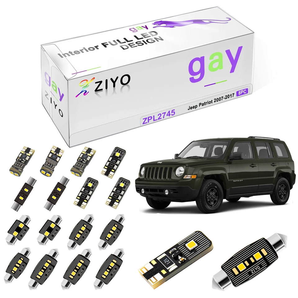 Kit de luces de mapa interiores LED blancas de lujo de 8 bombillas para Jeep Patriot 2007-2017 Foto 1 de 4