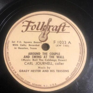 1940s FOLKRAFT 78 SHELLAC RECORD GRADY HESTER TEXANS HOUSTON TEXAS SQUARE DANCE - Picture 1 of 4