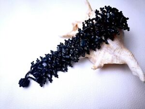 black multi strands chip gemstone 2mm beads handmade bracelet  7"-8“