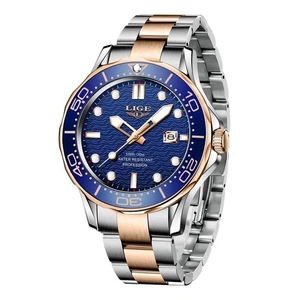 44MM LIGE Luxus Quarz Uhr Herren Taucher Edelstahl 30M Wasserdicht Leuchtend NEU - Bild 1 von 7