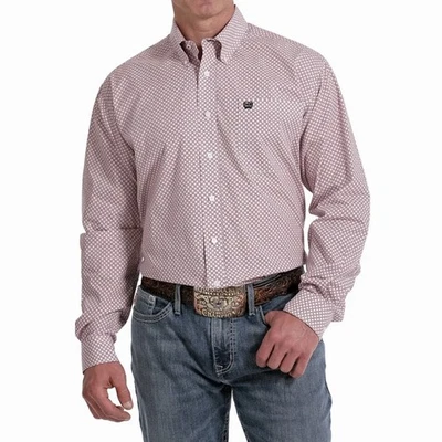 Camisa Cinch XXL 54X35 Para Hombre Western Ligera Algodón Geo Estampado Rosa/Blanco Usada en Excelente Condición Foto 1 de 4