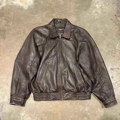 Chaqueta Wilson’s Vintage Cuero Marrón Mediana Forrada Aislante Para Hombre Foto 1 de 4