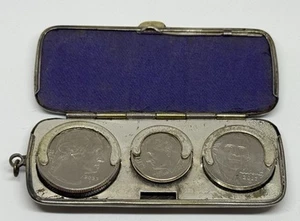 Portamonedas colgante de plata / Sostiene cuartos de dólar, monedas de diez centavos y níquel - Imagen 1 de 17