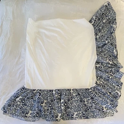 Ralph Lauren King Bed Skirt Tamarind Porcelain Blue Chinoiserie Bird Dust Ruffle - Image 1 of 4