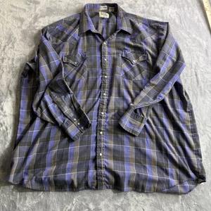Ely Cattleman Big Man Camicia Uomo Plaid Perla Snap Taglia 3XL Big Blu Multicolore - Foto 1 di 8