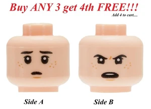 ☀️NEW LEGO Minifigure Minifig Dual Sided Head Face MALE Child Boy Freckles - Picture 1 of 4