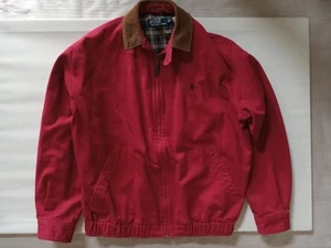 Polo By Ralph Lauren Sz M Bomber Jacket Red Corduroy Collar 100% Cotton Lined - Picture 1 of 12