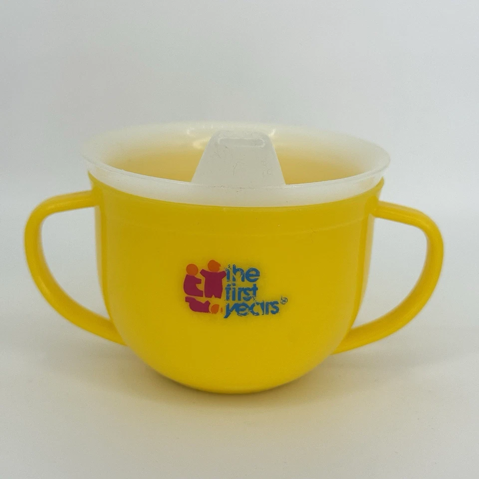 Taza Sippy amarilla vintage The First Years 6 oz taza de entrenamiento para niños pequeños con asas U Foto 1 de 4