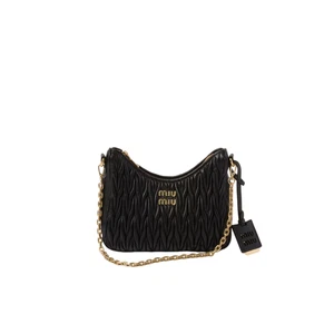 MIU MIU $2250 Black Matelassé Nappa Leather Shoulder Bag New & Authentic - Picture 1 of 3