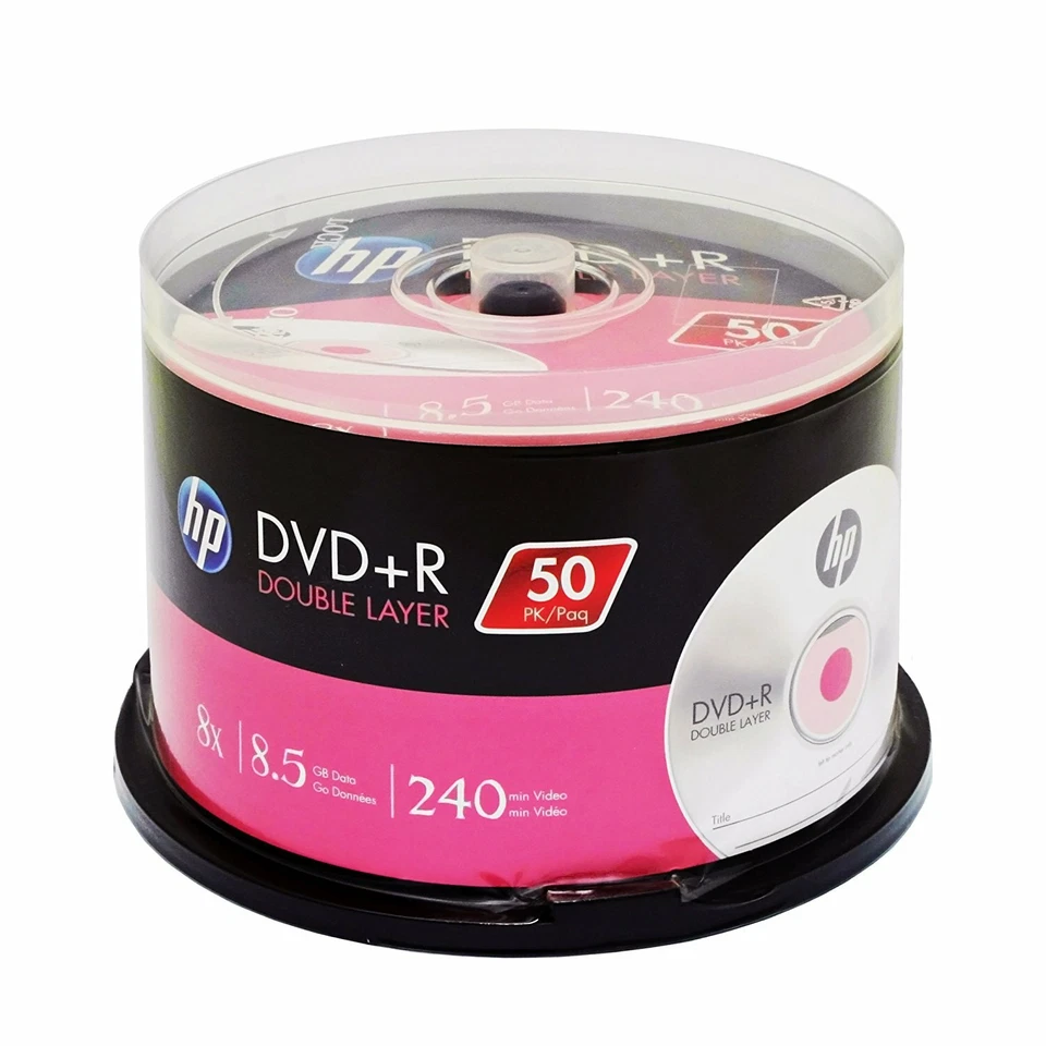50PCS NEW HP DUAL Layer DVD+R ,8X 8.5GB 240min , DRDL08050CB, FREE 2 DAY SHIP - Image 1 of 3