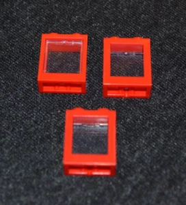 (3) 1x2x2 Red Window w/ Clear Glass Bricks ~ NEW Lego Parts ~ - Picture 1 of 1