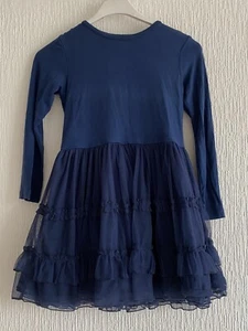 NAVY BLUE RUFFLE DRESS ROOM SEVEN 6 YRS GIRLS PARTY PRETTY SUMMER HOLIDAY XMAS - Picture 1 of 6