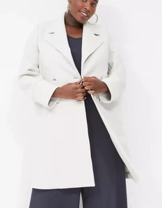 LANE BRYANT LIGHT GREY JOURNEY OVERSIZED DOUBLE BREASTED SCUBA COAT JACKET 26 - Picture 1 of 8