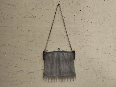 ANTICA BORSA BORSETTA DA SERA IN ARGENTO TITOLO 800 Larghezza cm20 Altezza cm18 - Immagine 1 di 4