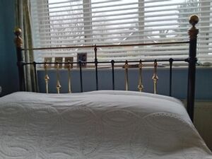 Original Victorian Brass & Cast Iron Bed Frame - Double Bed