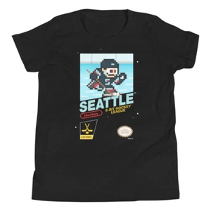 Maglietta squadra di hockey Seattle Kraken 8 bit Nintendo ragazzo bambino ragazzo - Foto 1 di 10