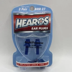 HEAROS MULTIPURPOSE Ear Plugs 2 pack with case NRR 27 - Picture 1 of 1