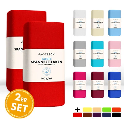 2er SET Jersey Spannbettlaken 100% Baumwolle Spannbetttuch Bettlaken Betttuch - Bild 1 von 2