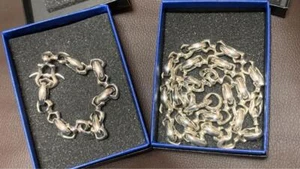 Final Fantasy X Tidus Silver 925 Neckchain & Bracelet Square Official with Box - Picture 1 of 3