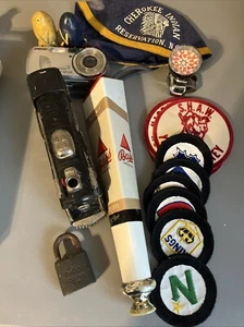 Vintage Estate Sale Junk Drawer Lot Cybershot Tap Handle Patches Shift Train Adv - Picture 1 of 11