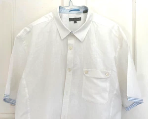 Ted Baker Men's White 100% Linen Short Sleeve Summer Shirt Size 6 Slim - Picture 1 of 6