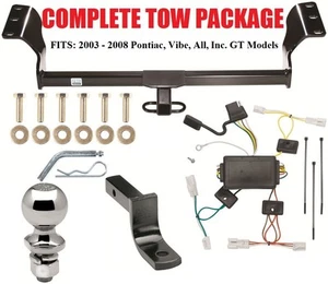 2003-2008 PONTIAC VIBE TRAILER HITCH + WIRING KIT + DRAW-BAR + BALL ~ NO DRILL - Picture 1 of 1