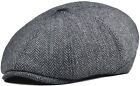 Voboom Men Wool Blend Newsboy Cap 8 Panel Hat Tweed Cap Herringbone Cabbie Flat