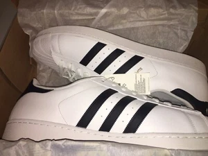 Adidas Mens Superstar Leather Low Top, White/Core Black/White, Size 19 M US Mens - Picture 1 of 7
