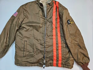 Vtg Retro Great Lakes Racing Jacket Large Sherpa Lined 70s Illinois Central Gulf - Picture 1 of 16