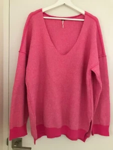 Free People Oversize-Pullover Größe Large Kaugummi rosa superweicher V-Ausschnitt - Bild 1 von 9