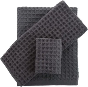 Grey Waffle Towels Sets 100% Cotton Highly Absorbent Quick Dry A, - Picture 1 of 8