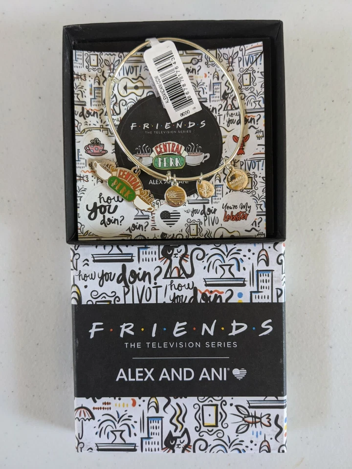 Alex and Ani Friends Central Perk Charm Bangle Bracelet Shiny Silver Tarnish