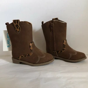 Carter's Marlene Brown Western Boots with Animal Trim Toddler size 5 NWT - Picture 1 of 5