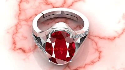 6.25 Ratti 5.00 Crt Natural Ruby Manik Gemstone Silver Plated Birthstone Ring - Image 1 of 4