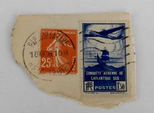 Francia #C16 Posta Aerea & #169 a pezzo, calza sul naso annullato, 1936 - Foto 1 di 2