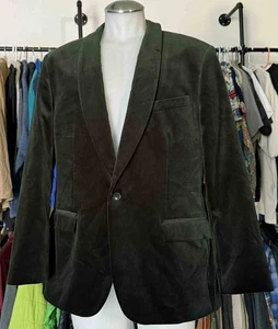 Men's 46 R J Crew Ludlow slim-fit shawl-collar tuxedo jacket green velvet blazer - Picture 1 of 6