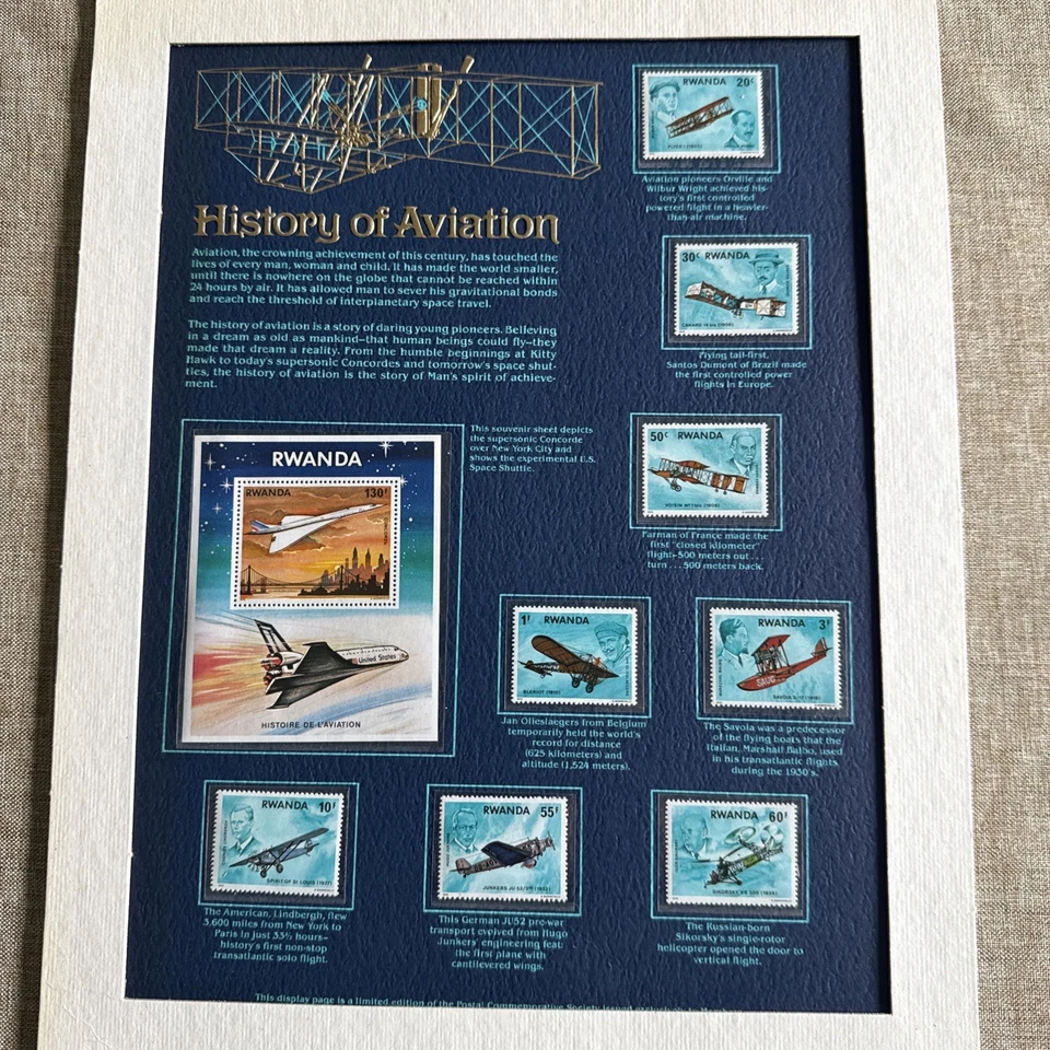 World Of Stamps Series Republic Of Rwanda History Of Aviation Sheet - Image 1 of 3
